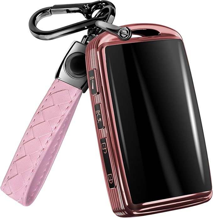 Lucrum Compatible with Mazda Key Fob Cover & Leather Keychain - TPU Case for 3, 6, CX-5 CX-9 CX-30 CX-50 CX-70 (2019-2025)