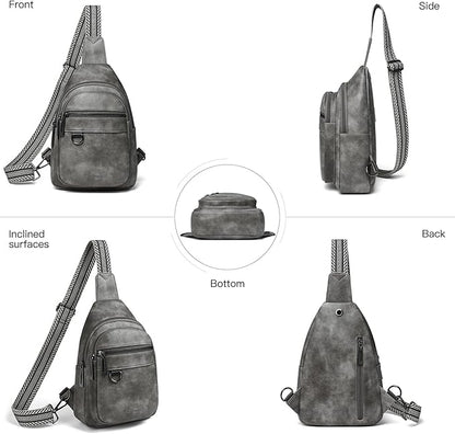 Leresas 7L Sling Bag for Women Men Vegan Leather Crossbody Bags Fanny Pack Purse Backpack Over Shoulder Bag Travel Anti Theft
