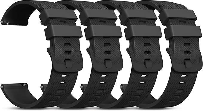 Vanjua 22mm Watch Bands Quick Release Replacement Wristband, 4 Pack Soft Silicone Waterproof Sport Straps Band for Men Women