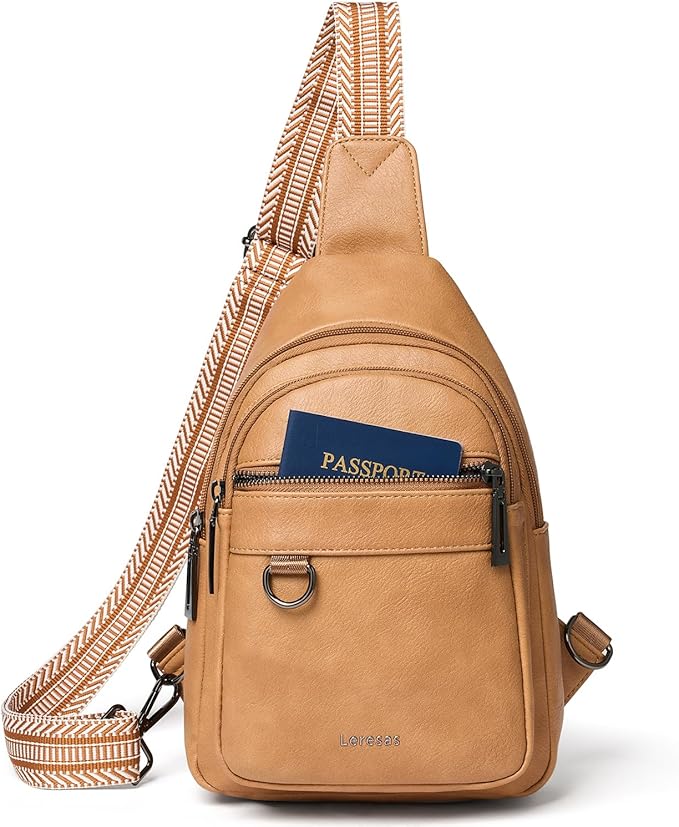 Leresas 7L Sling Bag for Women Men Vegan Leather Crossbody Bags Fanny Pack Purse Backpack Over Shoulder Bag Travel Anti Theft