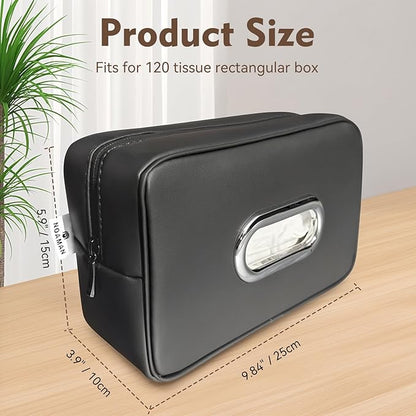 Noaman Upgraded 2 Pakc Large Car Tissue Holder PU Leather Tissues Box Cover Backseat Rectangular Napkin Holder for Car Fits for 120 Standard Kleenex Tissues Box for Car Organization Accessories Black