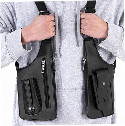 Premium Leather Shoulder Bag, Double Shoulder Armpit Bag, Anti-Theft Hidden Adjustable Strap Holste, Underarm Strap Wallet