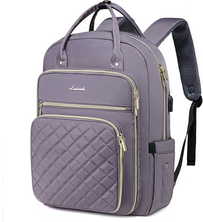 LOVEVOOK Laptop Backpack for Women, Water Resistant Travel Work Backpacks Purse Stylish College Business Teacher Nurse Computer Bag with USB Charging Port, Fits 17" Laptop