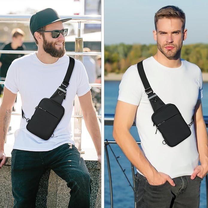 BROADREAM Mini Sling Bag for Men Women Small Crossbody Backpack Shoulder Bags with RFID & Waterproof for Hiking Trave Running