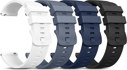 Vanjua 20mm Watch Bands Quick Release Replacement Wristband, 4 Pack Soft Silicone Waterproof Sport Straps Band for Men Women