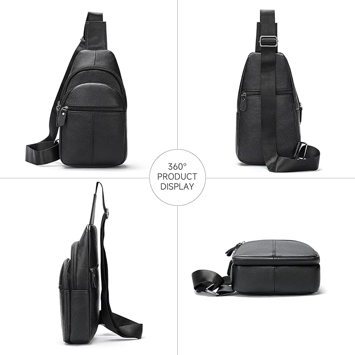 Genuine Leather Sling Bags for Men Crossbody Purse Vintage Small Messenger Shoulder Bag for Phone Side Chest Daypack Bag