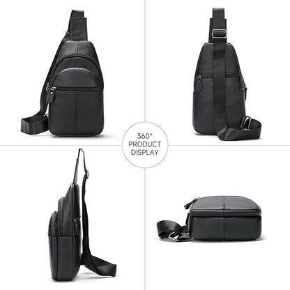 Genuine Leather Sling Bags for Men Crossbody Purse Vintage Small Messenger Shoulder Bag for Phone Side Chest Daypack Bag