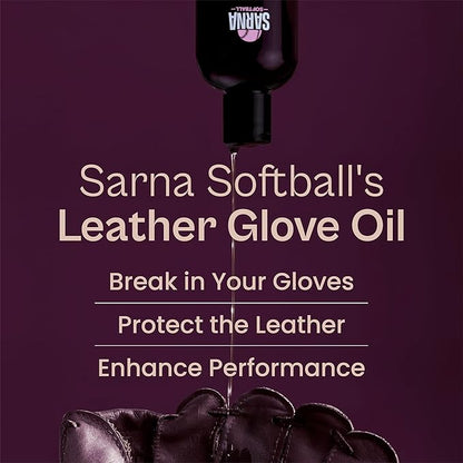 SARNA BASEBALL Glove Oil for Softball & Baseball Gloves, 8 Oz – Lanolin-Based Formula, Helps Soften Leather & Prevents Cracking – Game-Ready Glove Oil to Break in Gloves