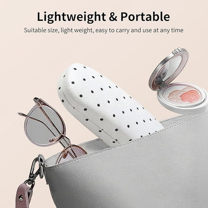 Glasses Case Hard, Cute Sunglasses Case for Women Leather Protective Case for Eyeglass with Cleaning Cloth