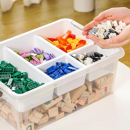 MACOPRO 17 QT Plastic Storage Box with Removable Tray, Bins with Lids, 2 Packs Clear Storage Container for Craft Supplies, Beads, Tools, Sewing, and Playdoh Organization(White, 2Pack-17QT)