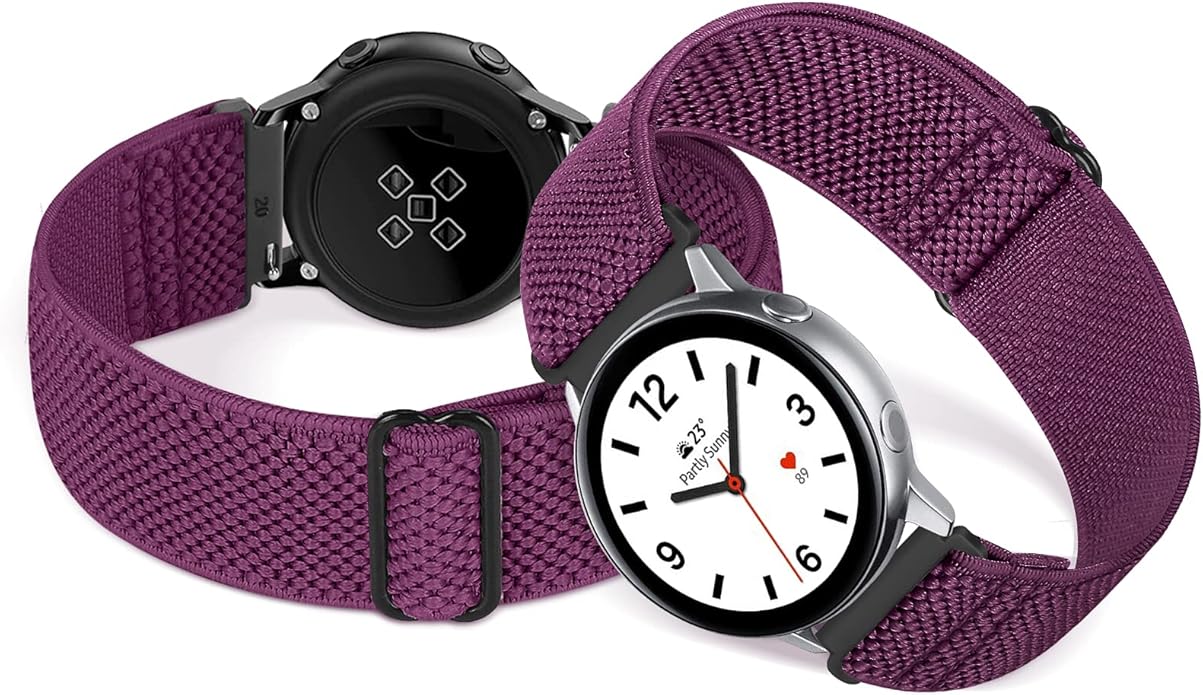 Compatible with 16mm 18mm 19mm 20mm 22mm 24mm Watch Bands Quick Release Replacement Wristband,Adjustable Stretchy Nylon Solo Loop Straps Fabric Braided Sport Elastic Bands for Men Women
