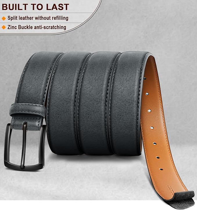 KEMISANT Men Belt-Genuine Leather Belt for Men Dress Casual Golf Jeans 1 3/8"