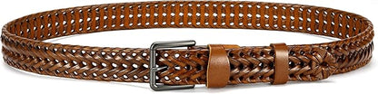 CHAOREN Leather Braided Belts for Men - 1 1/8" Mens Casual Woven Leather Belt for Dress Pant