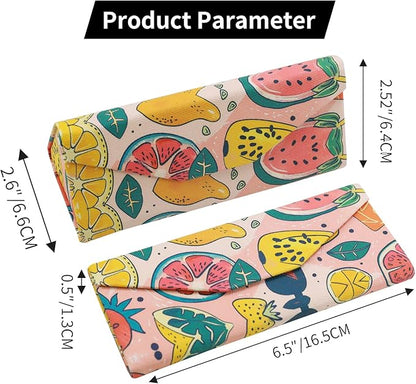 Foldable Glasses Case, Magnetic PU Leahter Sunglasses Case, Cute Hard Shell Folding Eyeglass Cases for Women Kids