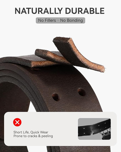 CHAOREN Work Belts for Men Heavy Duty - 1.5" Full Grain Leather Belt Casual - Fully Adjustable, Double Prong