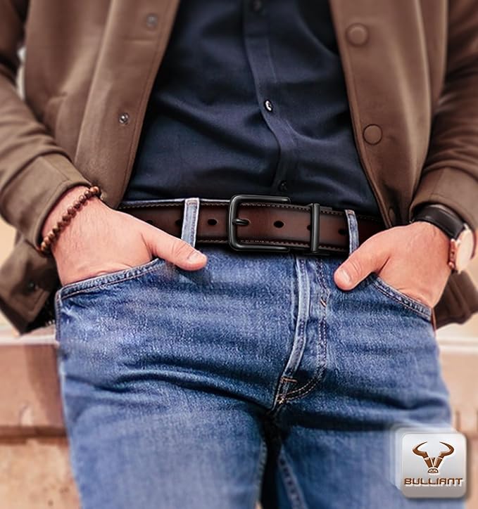 BULLIANT Men's Belt,Reversible Belt Adjustable For Gift Men 1.25”-Cut For Fit-2 Sides in 1 Belt(Not 2)