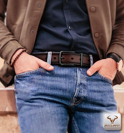 BULLIANT Men's Belt,Reversible Belt Adjustable For Gift Men 1.25”-Cut For Fit-2 Sides in 1 Belt(Not 2)