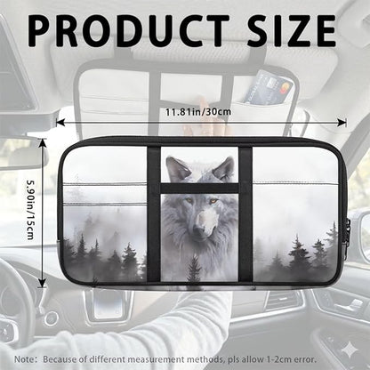 Wolf PrintCar Sun Visor Organizer Visor Organizer Car Sun Storage Pocket Pouch Case Bag for Card Pen Phone Interior Car Accessories