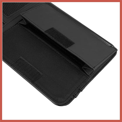 ACROPIX Black Universal Car Sun Visor Organizer Sunglasses Case Storage Pocket Hook and Loop Tape ABS PU Leather for SUV RV Truck Car Parts