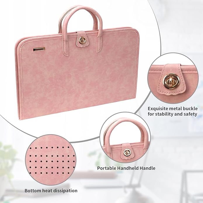 PU Laptop Sleeve Pink with Handle Protective Case Laptop Bag