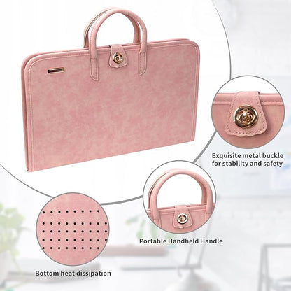 PU Laptop Sleeve Pink with Handle Protective Case Laptop Bag