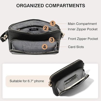 Marvolia Crossbody Bag for Women - PU Leather Shoulder Bag Trendy Small Crossbody Purse Bag for Travel Work Party