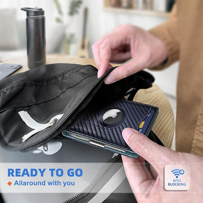 BULLIANT Men Wallet Airtag&Standard Use,Slim Front Pocket Wallet Money Clip for Gifg Men RFID Blocking 11Cards