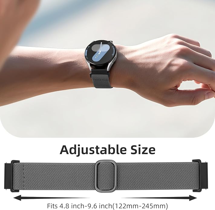 DaQin 3 Pack Nylon Watch Bands Compatible with 16mm 18mm 20mm 22mm Quick Release Watch Band, Adjustable Soft Stretchy Solo Loop Strap Elastic Braided Relacement Wristband for Men Women