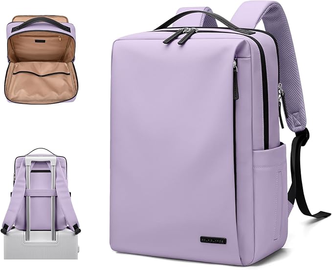 GOLF SUPAGS Imitation Leather Backpack for Women Men Multi-Functional Water-Resistant Casual Daypack for Work, Travel & College Fits 15.6 Inch Laptop (Purple)