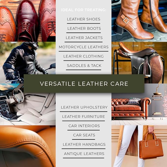 Renapur Leather Balsam, Natural Conditioner, Protector and Restorer — for Leather Furniture, footwear, Purses & Bags, Car interiors & Bikes, Saddlery & Tack. (6.7 fl oz + Applicator Sponge)