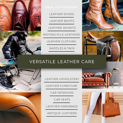Renapur Leather Balsam, Natural Conditioner, Protector and Restorer — for Leather Furniture, footwear, Purses & Bags, Car interiors & Bikes, Saddlery & Tack. (6.7 fl oz + Applicator Sponge)