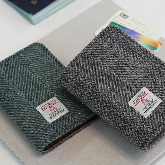 Harris Tweed Leather Passport Holder for Travel, Slim & Lightweight Passport Cover with Vaccine Card Slot, RFID Blocking, Ideal for Women and Men (No.291)