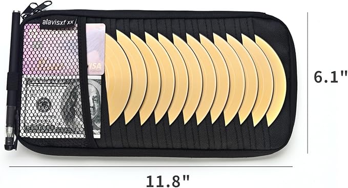 alavisxf xx Car CD Holder, DVD Vehicle Visor Storage Organizer, Large Capacity CD Visor Case with 12 Sleeves, 1 Mesh Pocket, 1 Pen Holder, 1 Back Inner Pocket (Black)