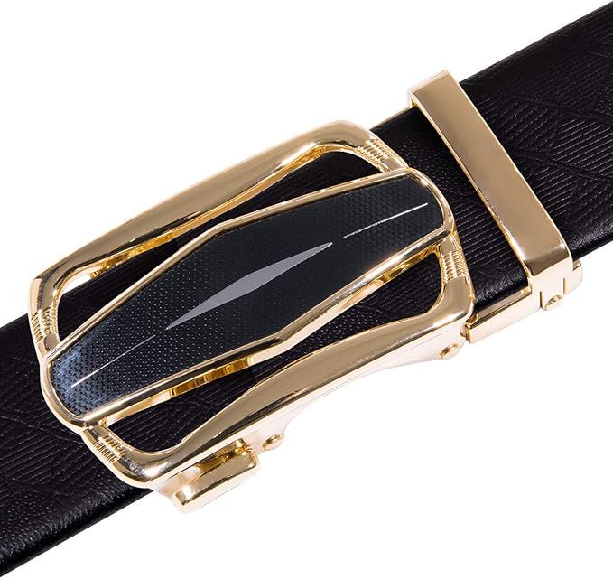 Barry.Wang Mens Belts Leather Ratchet Automatic Buckle Slide Click 1 3/8" Designer Dress Fashion Classic Casual Work Business