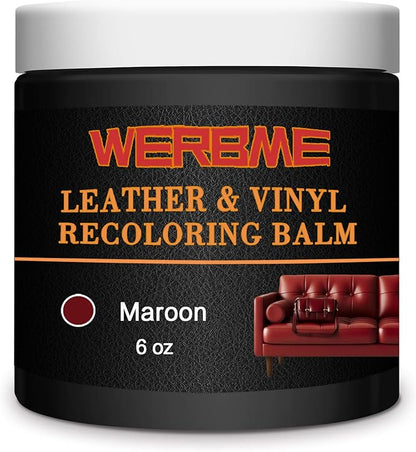 Leather Recoloring Balm & Color Restorer - Multipurpose Dye & Paint for Faded Leather Couches, Car Seats, Shoes | Fix Scratches on Clothing, Furniture & Accessories(Maroon)