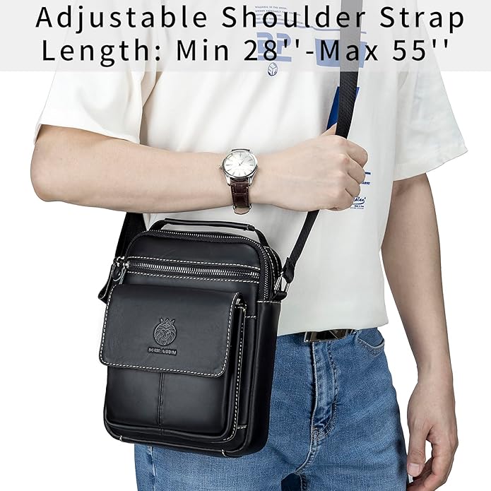 Small Leather Messenger Bag for Men, Man Bag Crossbody, Men's Shoulder Bags Leather Man Purse Handbag