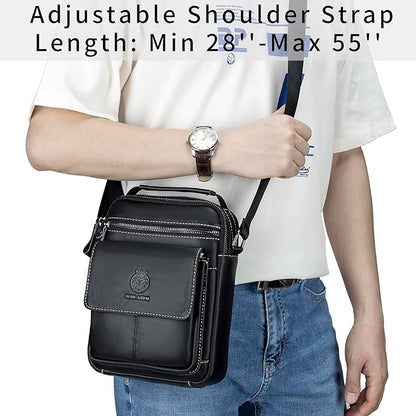 Small Leather Messenger Bag for Men, Man Bag Crossbody, Men's Shoulder Bags Leather Man Purse Handbag