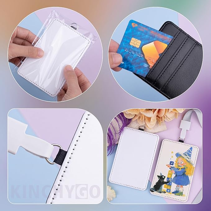 8 Pack 3 Slot Sublimation Work Card Holder Leather ID Badge Holder Blanks for Coach Office Employees