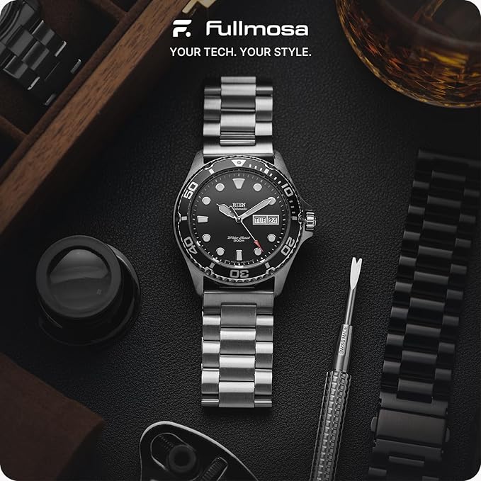 Fullmosa Stainless Steel Watch Band 16mm 18mm 19mm 20mm 22mm 24mm, Quick Release Metal Replacement Strap with Removable Links, Includes Spring Bars & Link Removal Tool for Men Women (22mm, Silver)