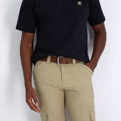 Dickies Men's Double Prong Leather Work Belt – Fully Adjustable, Regular & Big and Tall Sizes