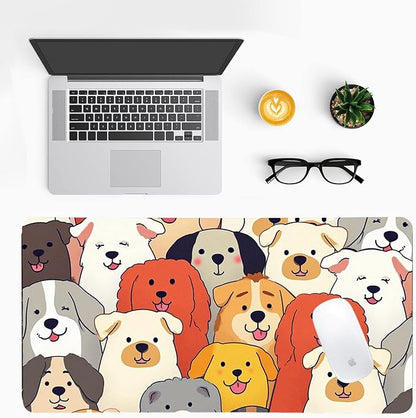 Positively Adorable Dog Desk Mat - （27.56 * 13.78in） Desk Pad, Large Non-Slip PU Leather Pad for Aesthetic Home Office & Gaming,A Gift for Dog Lovers
