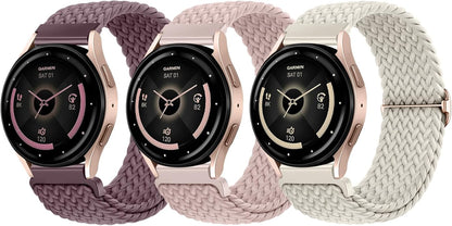 SNBLK 3 Pack 18mm 20mm 22mm Braided Watch Band Compatible with Garmin Vivoactive 5 Watch Bands/Vivoactive 6/3/4s, Quick Release Adjustable Elastic Nylon Loop Strap for Venu 3S/2S/Venu 3/2 Women Men