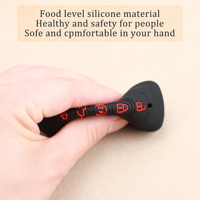TANDRIVE Key Fob Cover for 2026 2025-2017 Ford F150 F250 F350 F450 F550 F650 F750, 5 Button, Silicone, 2-Pack, Red Button, Black and Black