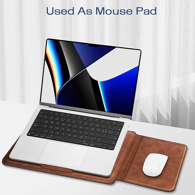 Fintie Sleeve Case for MacBook Air 13.6 A3449 A3240 A3113 A2681, Pro 14 A3427 A3426 A3434 A3401 A3185 A3112 A2992 A2918 A2779 A2442, MacBook Pro/Air/Neo 13 - Slim Bag Cover with Stand, Brown