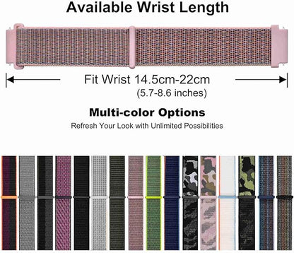 WOCCI 16mm Adjustable Nylon Watch Band, Quick Release Sport Loop Strap (Sand Pink)