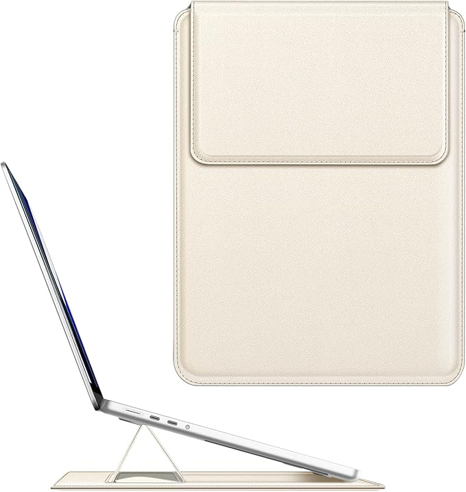 Fintie Sleeve Case for MacBook Air 13.6 A3449 A3240 A3113 A2681, Pro 14 A3427 A3426 A3434 A3401 A3185 A3112 A2992 A2918 A2779 A2442, MacBook Pro/Air/Neo 13 - Slim Bag Cover with Stand, Starlight