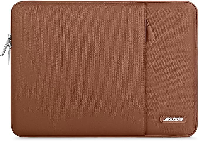 MOSISO Laptop Case 16 inch, 15-15.6 inch Laptop Sleeve Compatible with MacBook Pro 16 M5 M4 M3 M2 M1, HP Acer Dell Lenovo ASUS, Polyester Vertical Computer Sleeve Bag with Pocket, Caramel Brown