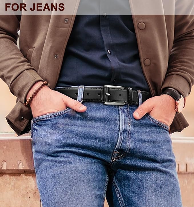 BULLIANT Men Belt Multi Pack,Leather Belt For Gift Men Golf Dress Casual Jean 7Holes 1 3/8"