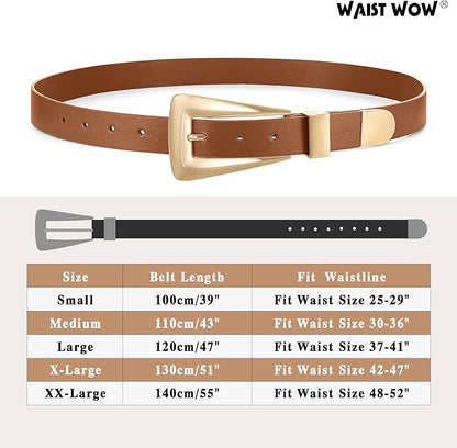 Women's Leather Belts for Jeans Pants Fashion Leather Waist Belt Ladies Dress Belts with Gold/Silver Buckle