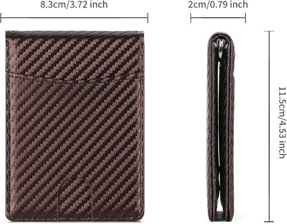 Wallet for Men Leather Slim Bifold Card Holder RFID Blocking Minimalist Front Pockets Wallet with Money Clip